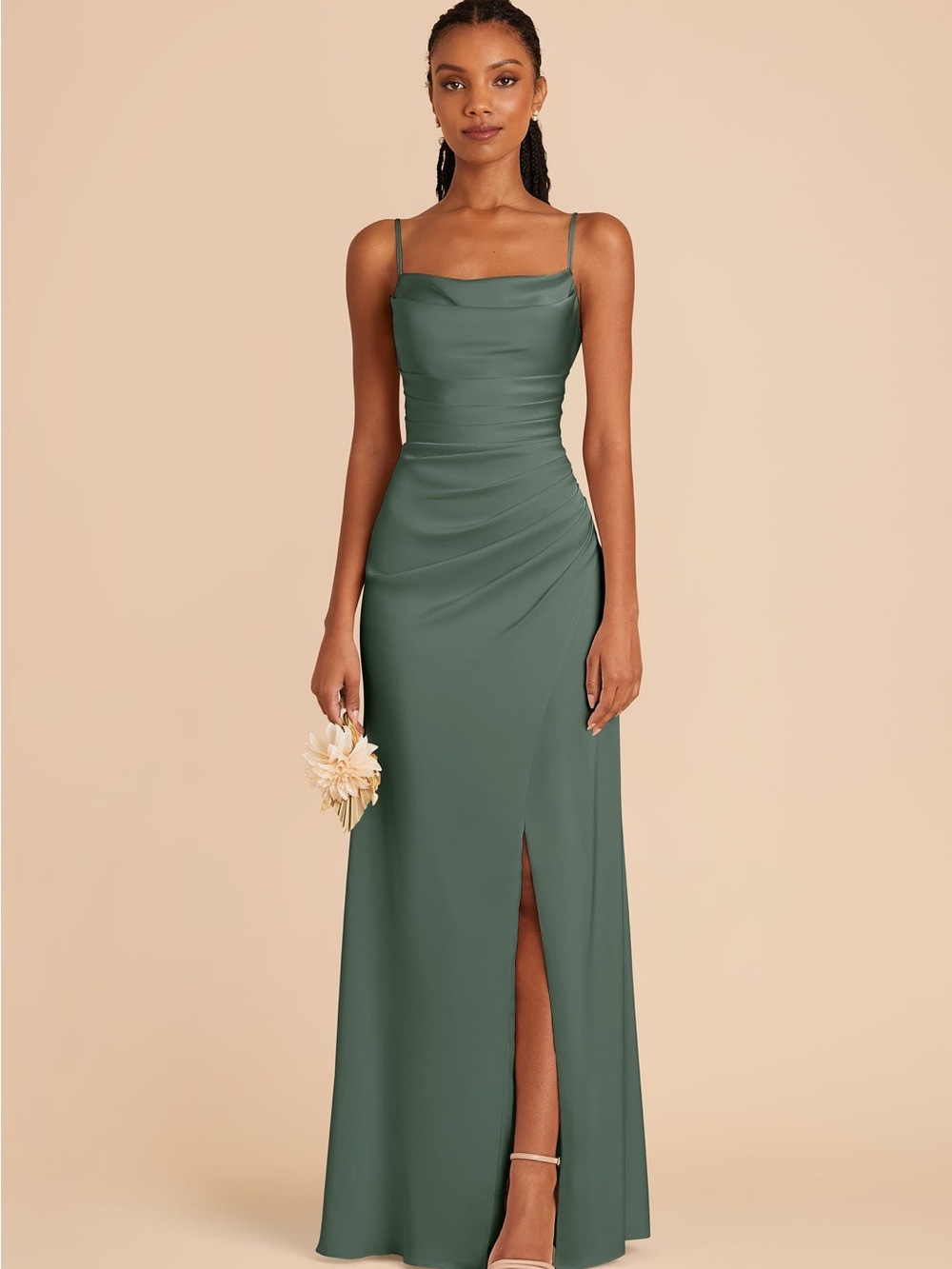 Birdie Grey Lydia Dress in Matte Satin Eucalyptus